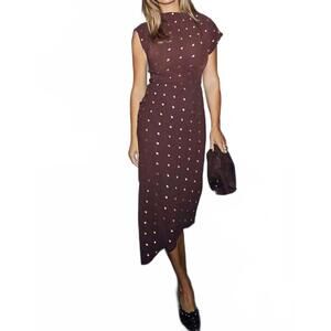 NEW NEVER FULLY DRESSED plisse desiree midi dress in chocolate